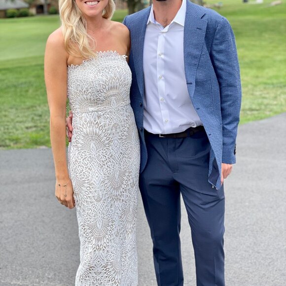 Badgley Mischka Collection Ivory Lace Midi Bustier - Size 2 - Picture 4 of 8